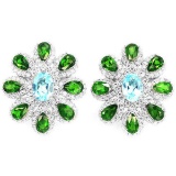 Natural SKY BLUE TOPAZ CHROME DIOPSIDE Earrings