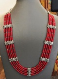 Tibet Natural Stone Tribal Queen Coral Royal Necklace