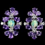 NATURAL AAA  OPAL & PURPLE AMETHYST Earrings