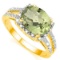 Natural Green Tea Amethyst Diamond Ring