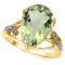 Natural Green Tea Amethyst Diamond Ring