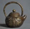 Old Chinese Bronze Crane Bat Peach Statue Teapot