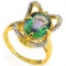 Natural Green Mystic & Diamond 2.62 ct Ring