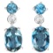 Natural LONDON BLUE TOPAZ OVAL & ROUND Earrings