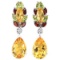 Natural YELLOW CITRINE  Garnet Peridot Earrings