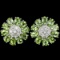 Natural Green Peridot Flower Earrings