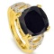 Natural Black Sapphire & Diamond 9.19 Ct Ring