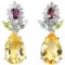 Natural CITRINE TOPAZ PERIDOT RH-GARNET Earrings