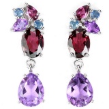 NATURAL AMETHYST RHODOLITE GARNET & IOLITE Earrings