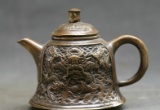 Antique  Marked Chinese Bronze Dynasty Dragons Kettle