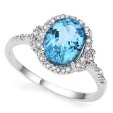 Natural Sky Blue Topaz & Diamond Ring