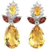 NATURAL ORANGISH YELLOW CITRINE GARNET Earring