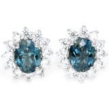 Natural London Blue Topaz 8x6 MM Earrings