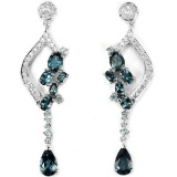 Natural London Blue Topaz 75 Carats Earrings