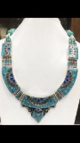 Tibet Hand Made Turquoise, Coral, Lapis Lazuli Necklace