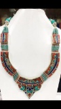 Tibet Hand Made Turquoise, Coral, Lapis Lazuli Necklace