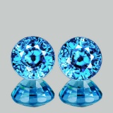 Natural Cambodian Intense Blue Zircon Pair 6.50 MM - FL