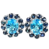 Natural SWISS BLUE TOPAZ & BLUE SAPPHIRE Earrings