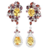 NATURAL CITRINE GARNET RHODOLITE Earrings