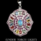 Natural  White  Opal Ruby Sapphire Pendant