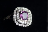 Stunning Kashmir Sapphire Diamond & Gold Ring - GRS