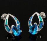 Stunning Opal & Natural Swiss Topaz Earrings