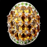 Natural Yellow Citrine Chrome Diopside 82.36 Cts Ring