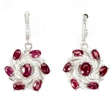 Natural Red Ruby 34.25 Cts Earrings