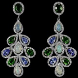 Natural  TANZANITE OPAL CHROME DIOPSIDE Earrings