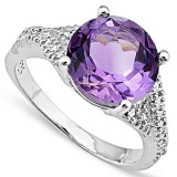 Natural Amethyst & Diamond Ring