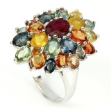 Natural Fancy Sapphire & Ruby Ring
