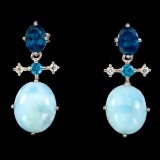 Natural Blue Larimar & Apatite Earrings