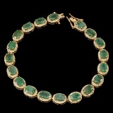 Natural Oval 7x5mm Top Rich Green Emerald Bracelet