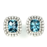 Natural 9x7mm Top London Blue Topaz Earrings