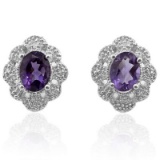 Natural Amethyst & Diamond 2.36 carats Earrings