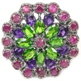 Natural CHROME DIOPSIDE RUBY & AMETHYST Ring