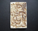 Old China White jade hand-carved Dragon and phoenix