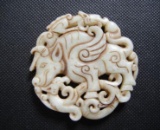 Old China White jade hand-carved dragon & Cattle
