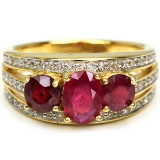 Genuine Red Ruby Two Tone Ring