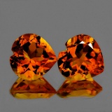 Natural  Golden Orange Citrine Heart  Pair  10.00 MM