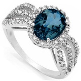 Natural London Blue Topaz Diamond & Solid Gold Ring