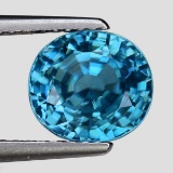 Natural Top Electric Blue Zircon 3.12 Ct{Flawless-VVS1}