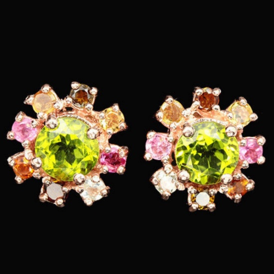 NATURAL PERIDOT & MULTI COLOR TOURMALINE Earrings