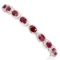 Natural Oval 7x5 Mm Blood Red Ruby 85.19 Ct Bracelet