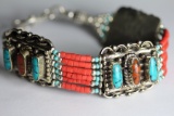 Tibet Hand Made Turquoise & Coral Bracelet