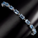 Natural 6x4mm Top Swiss Blue Topaz Bracelet