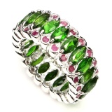 Natural Green Chrome Diopside & Ruby Ring