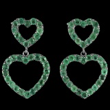 NATURAL AAA GREEN EMERALD Double Hearts Earrings
