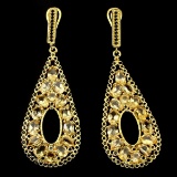 Natural Yellow Citrine Black Spinel Earrings