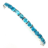 Natural Oval 5x4mm Aaa Neon Blue Apatite Bracelet